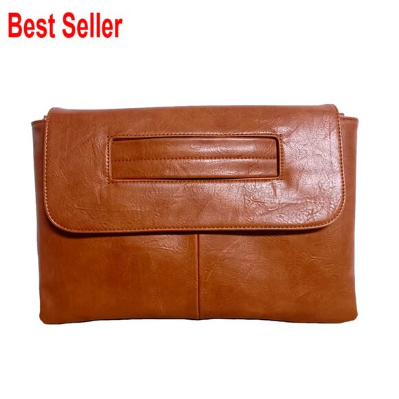 PU Leather Clutch Handbag with Adjustable Shoulder Strap Large Capacity